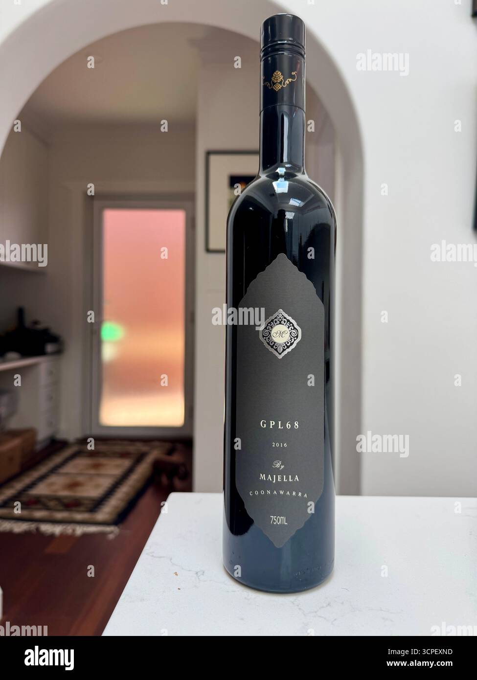 Bottle of red wine Majella GPL68 vintage 2016 from Coonawarra South Australia - Smartphone Captured Stock Image