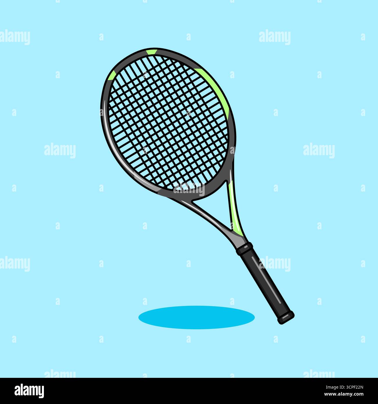 Cartoon All Rackets Types Tennis Racket on Blue Backdrop Vector Illustration Cartoon Design Stock ...
