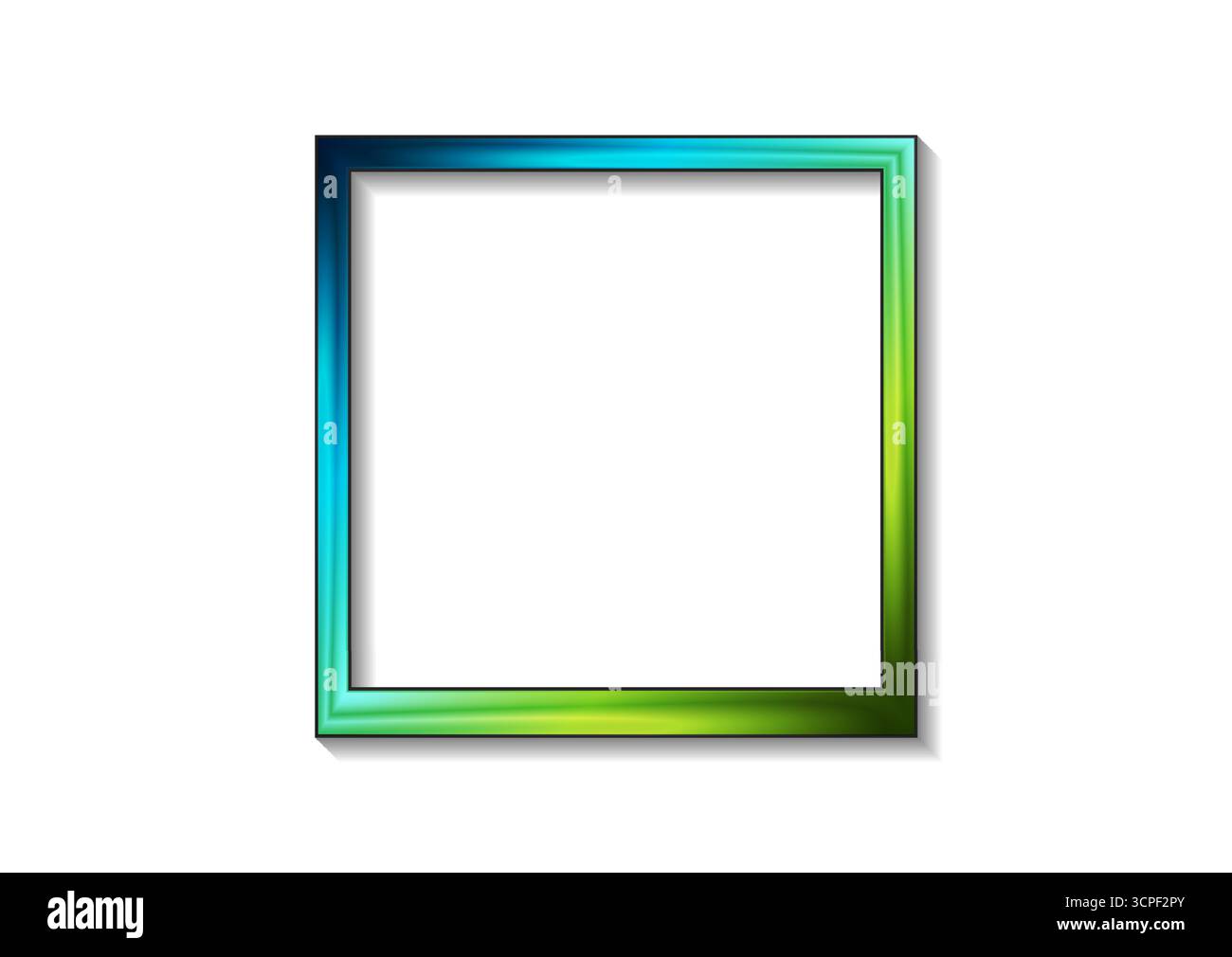 Green blue shiny minimal glossy square frame on white background. Abstract vector design Stock Vector