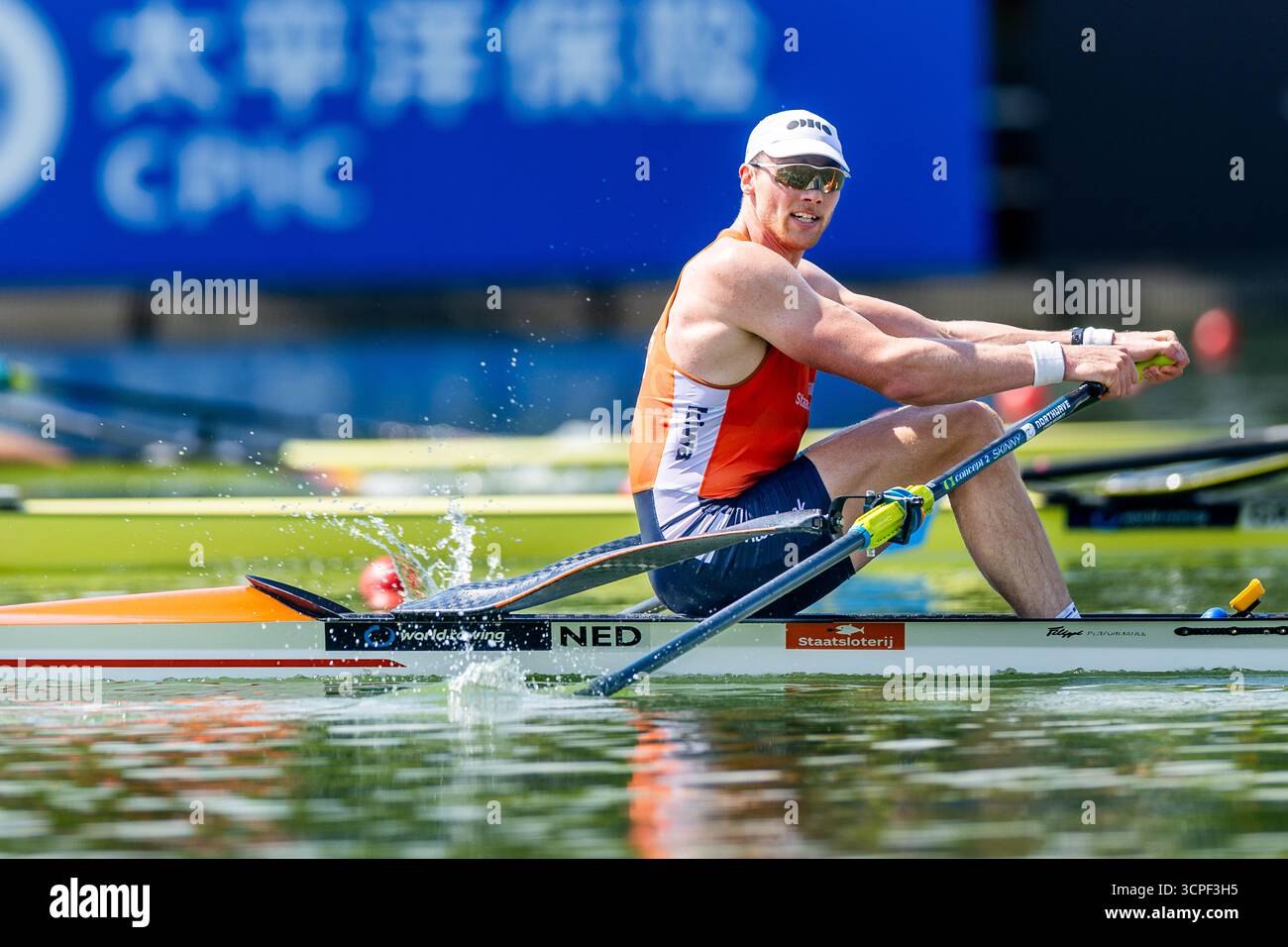 Simon Rey Rowing SHANGHAI - Simon van Dorp in action during the Men's Single Sculls ...