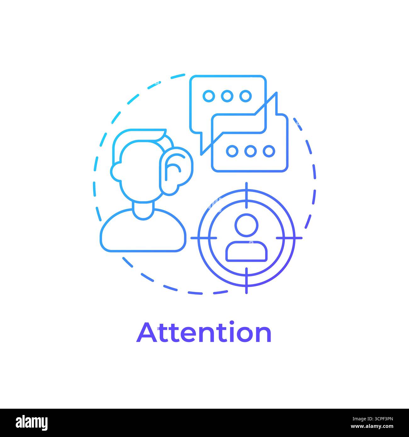 Attention blue gradient concept icon Stock Vector