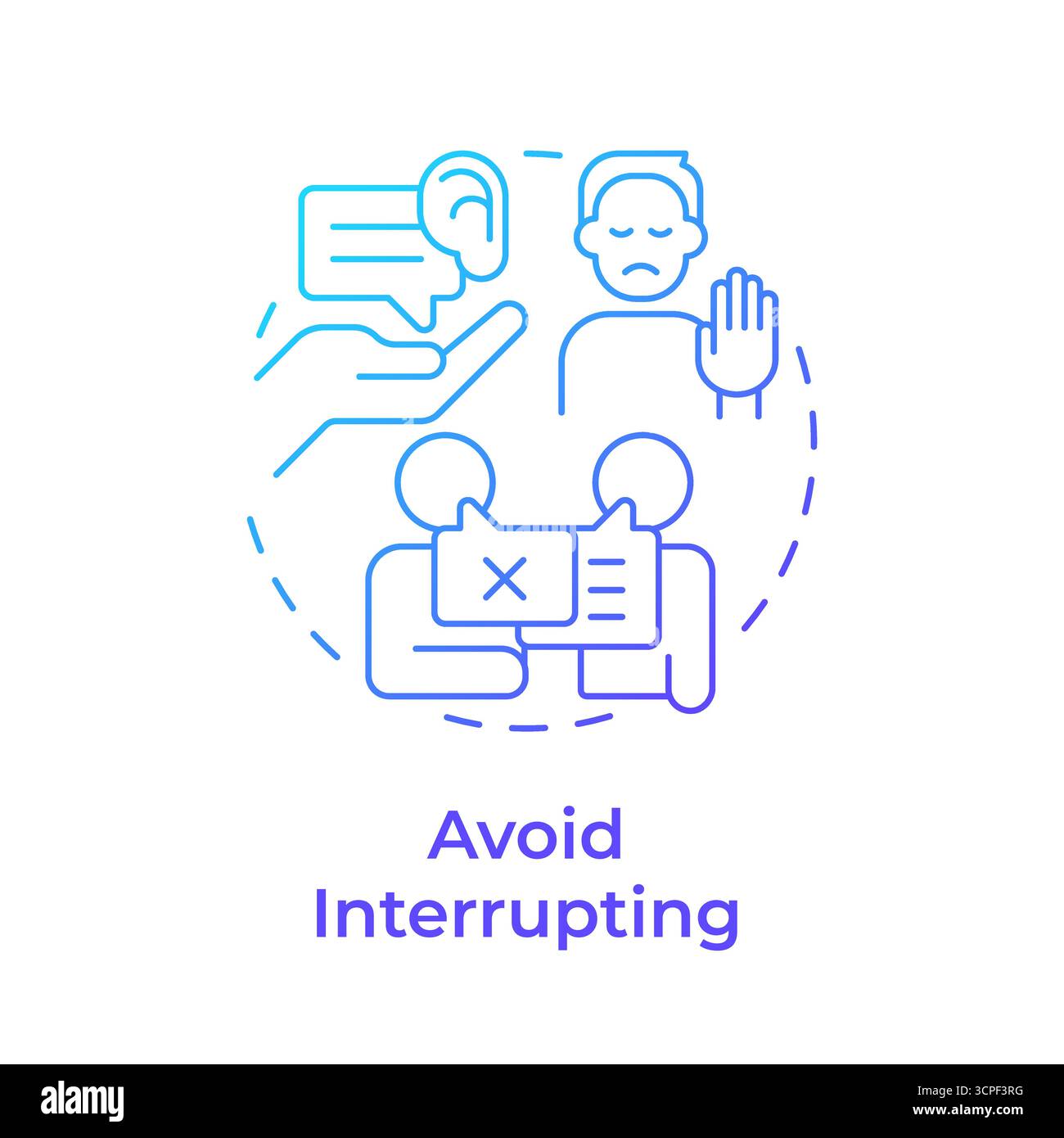 Avoid interrupting blue gradient concept icon Stock Vector
