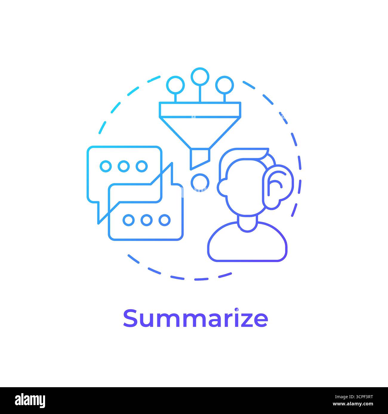 Summarize blue gradient concept icon Stock Vector