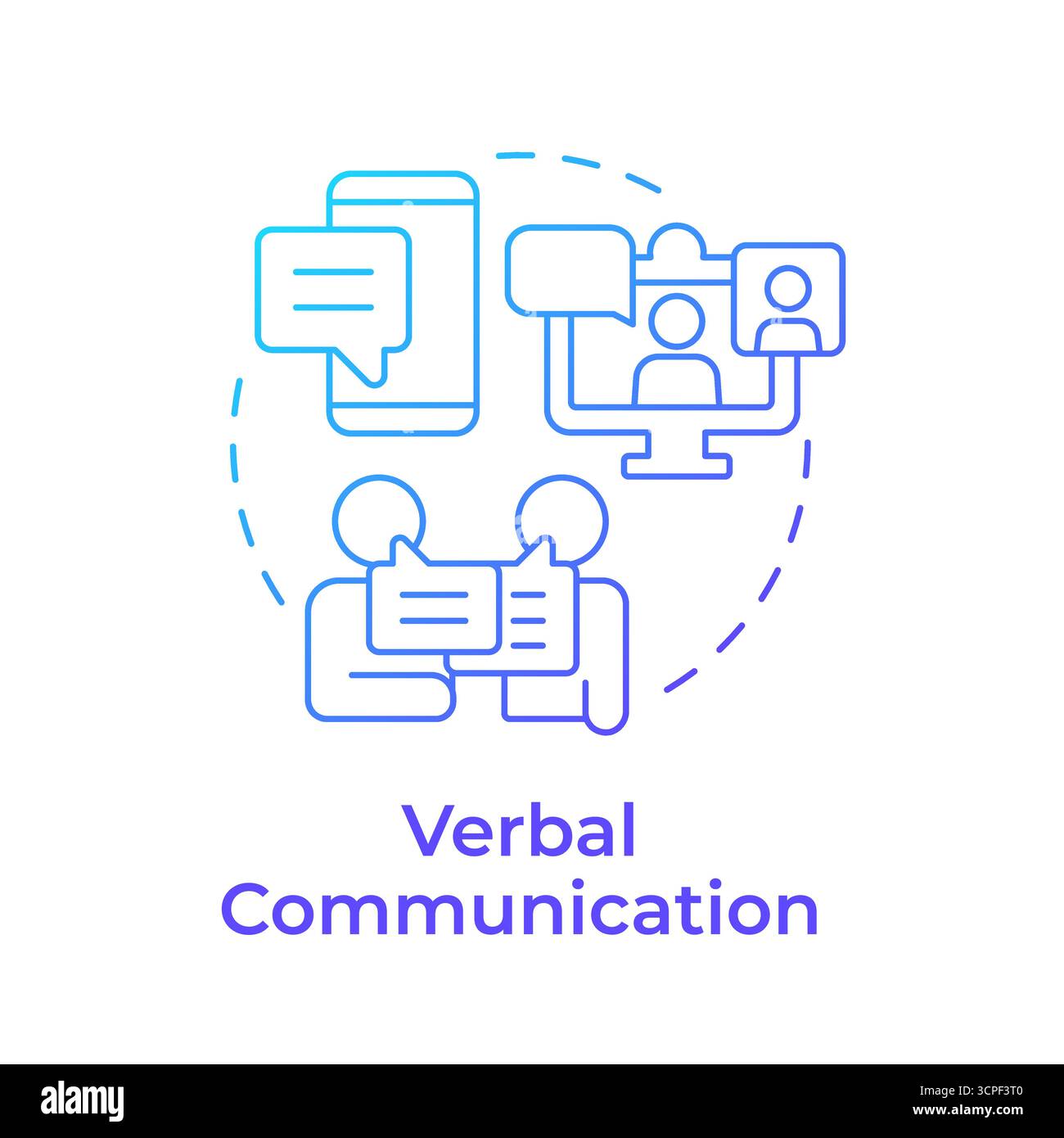 Verbal communication blue gradient concept icon Stock Vector