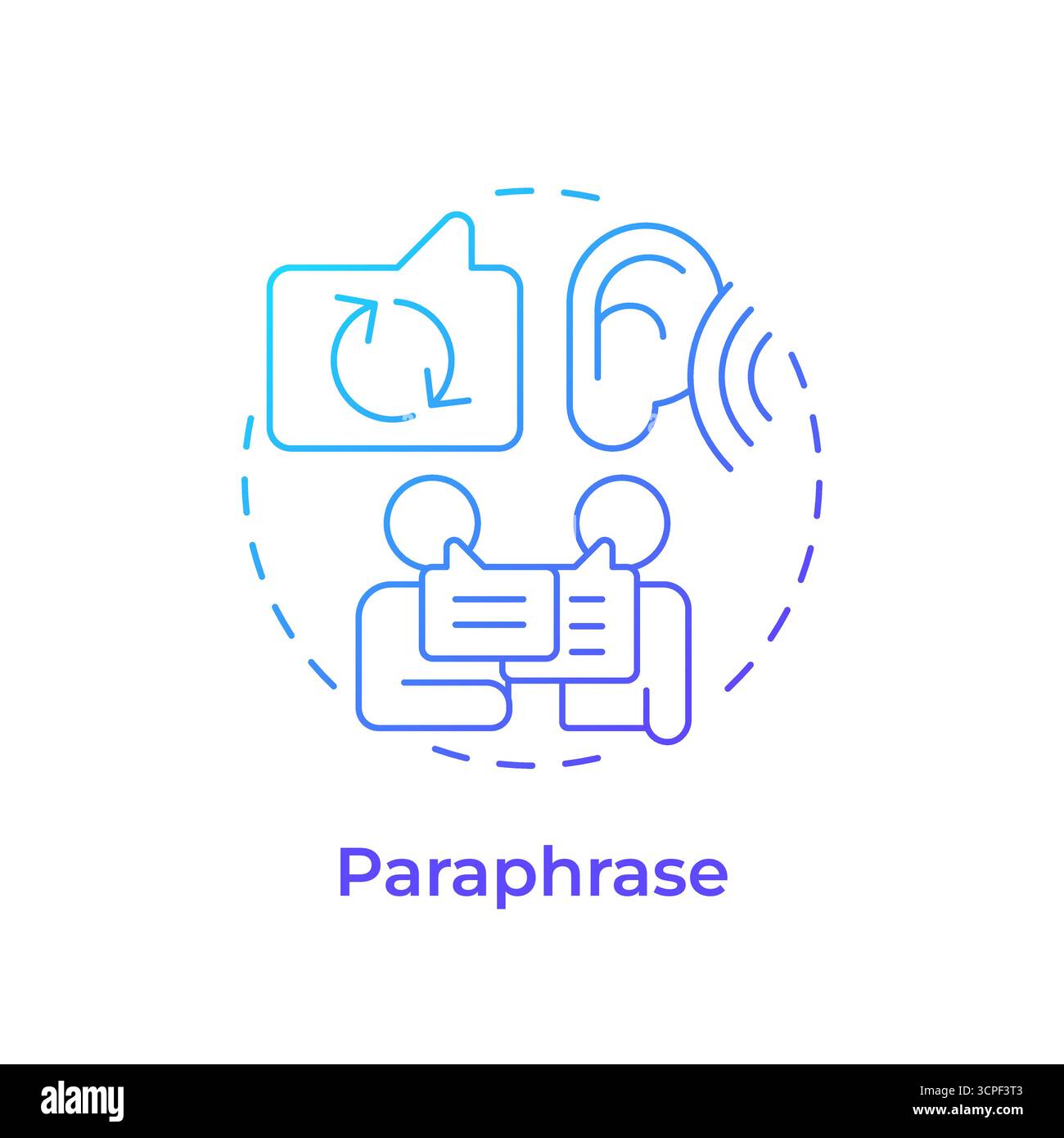 Paraphrase blue gradient concept icon Stock Vector