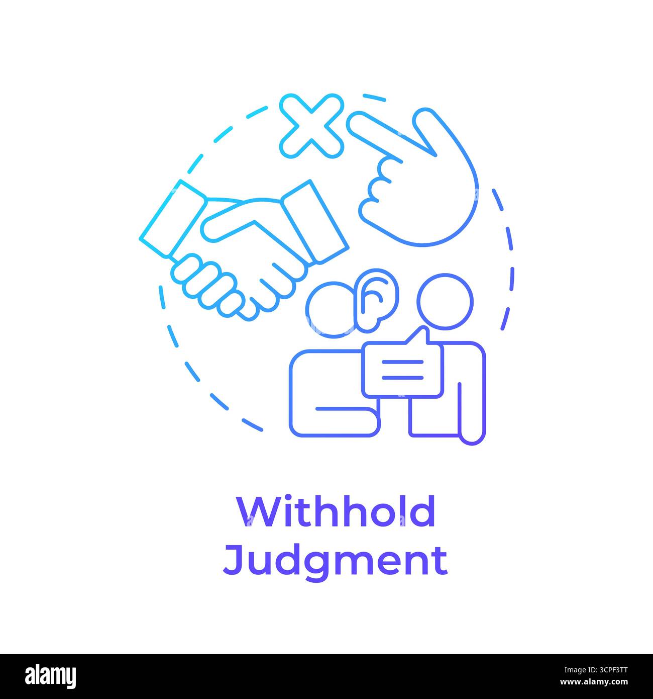 Withhold judgment blue gradient concept icon Stock Vector