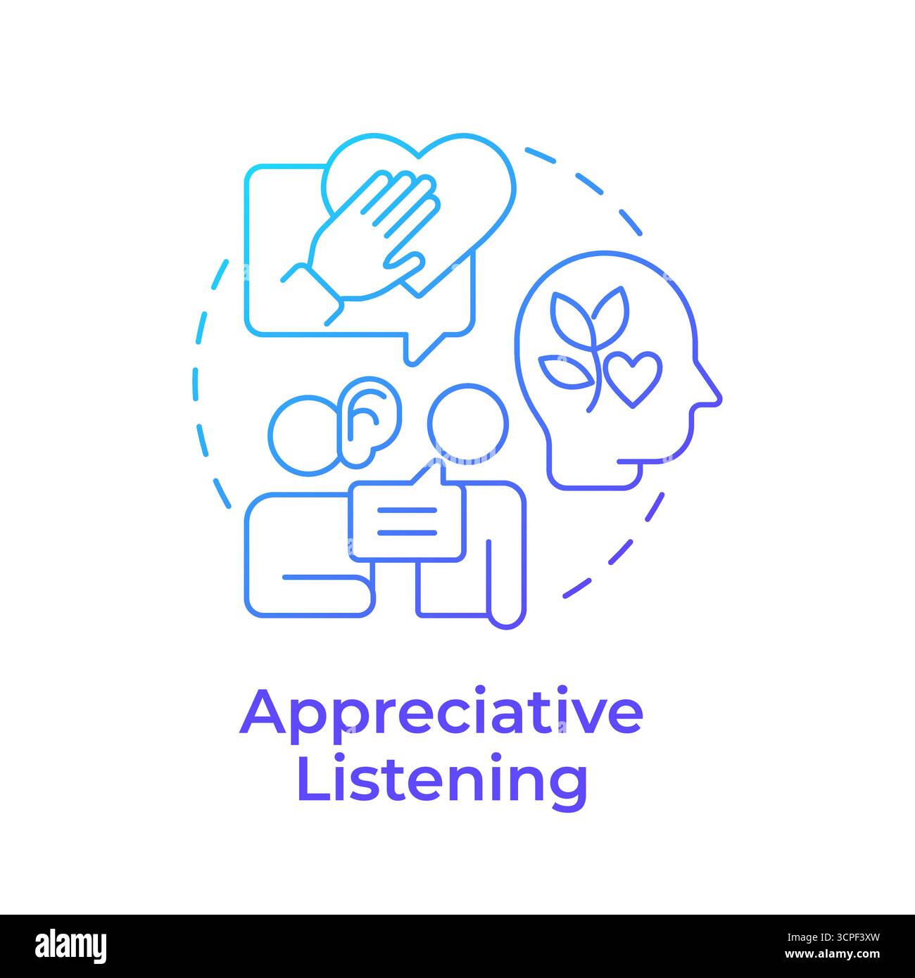 Appreciative listening blue gradient concept icon Stock Vector