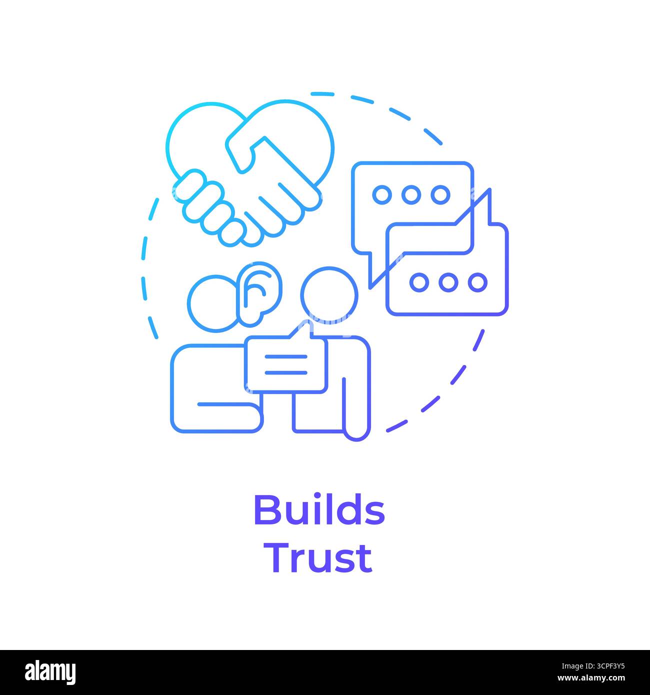 Builds trust blue gradient concept icon Stock Vector