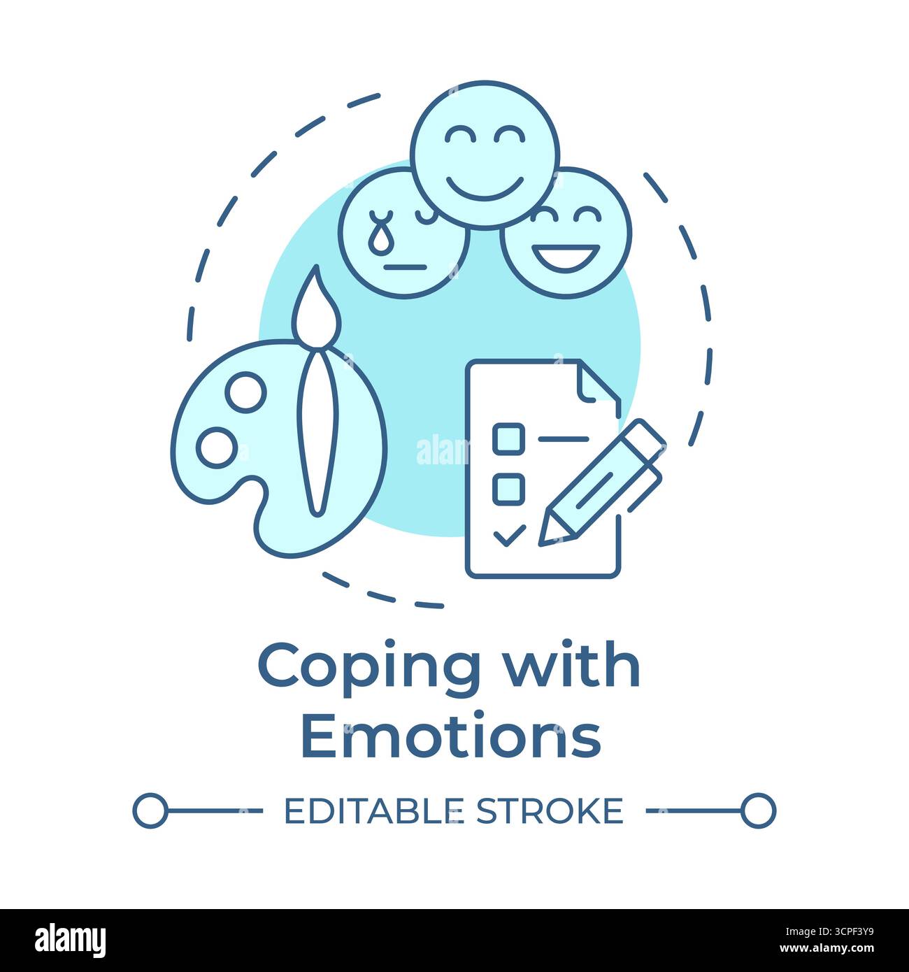 Coping with emotions soft blue concept icon Stock Vector