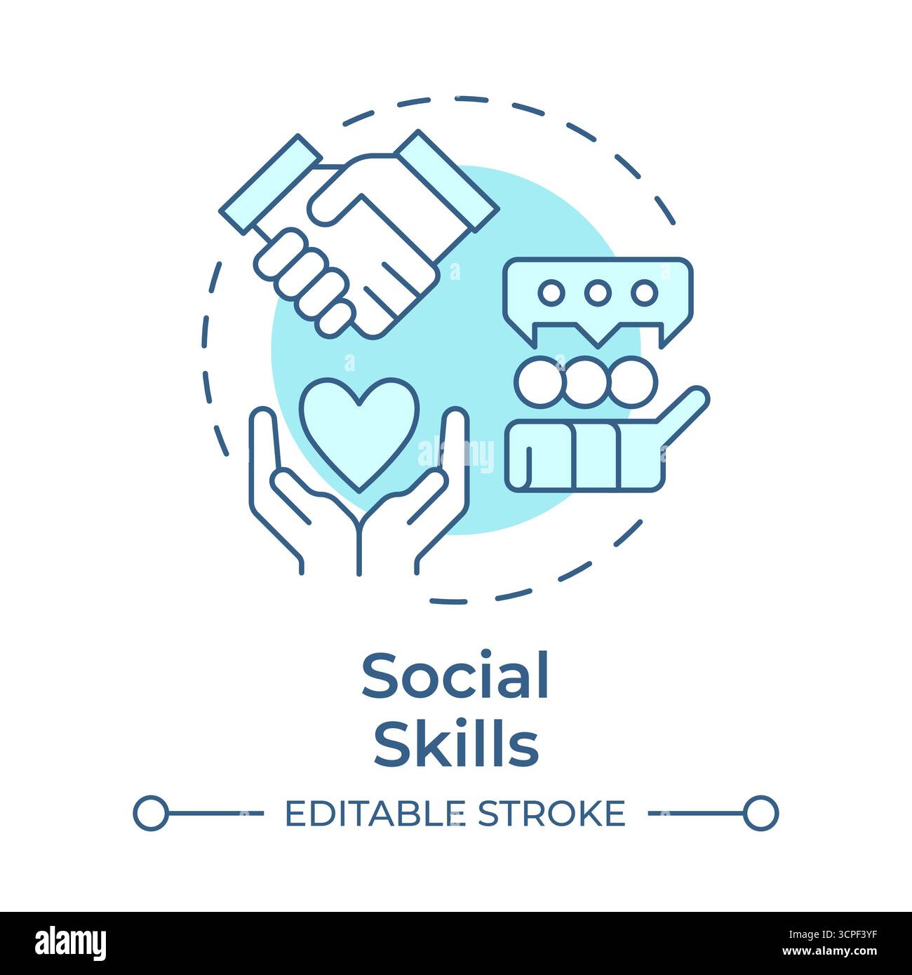 Social skills soft blue concept icon Stock Vector