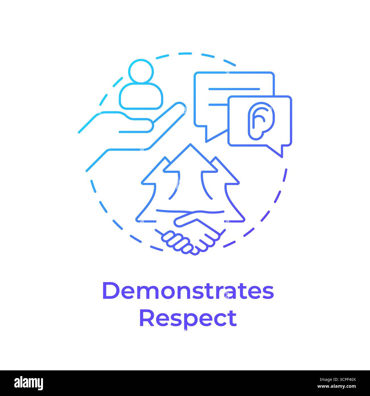 Demonstrates respect blue gradient concept icon Stock Vector