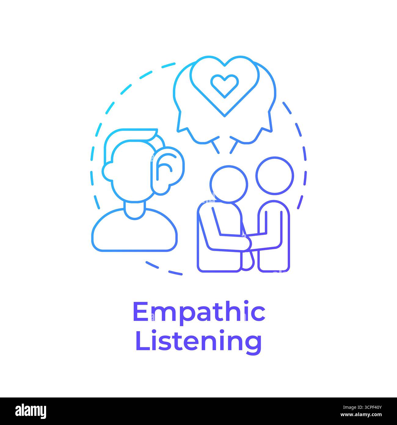 Empathic listening blue gradient concept icon Stock Vector