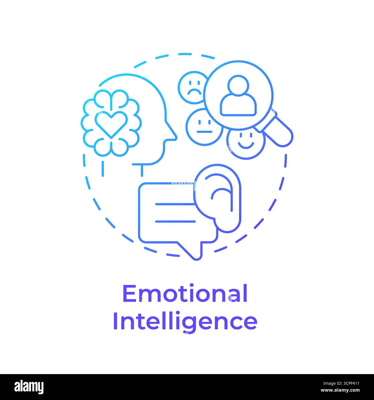 Emotional intelligence blue gradient concept icon Stock Vector Image ...