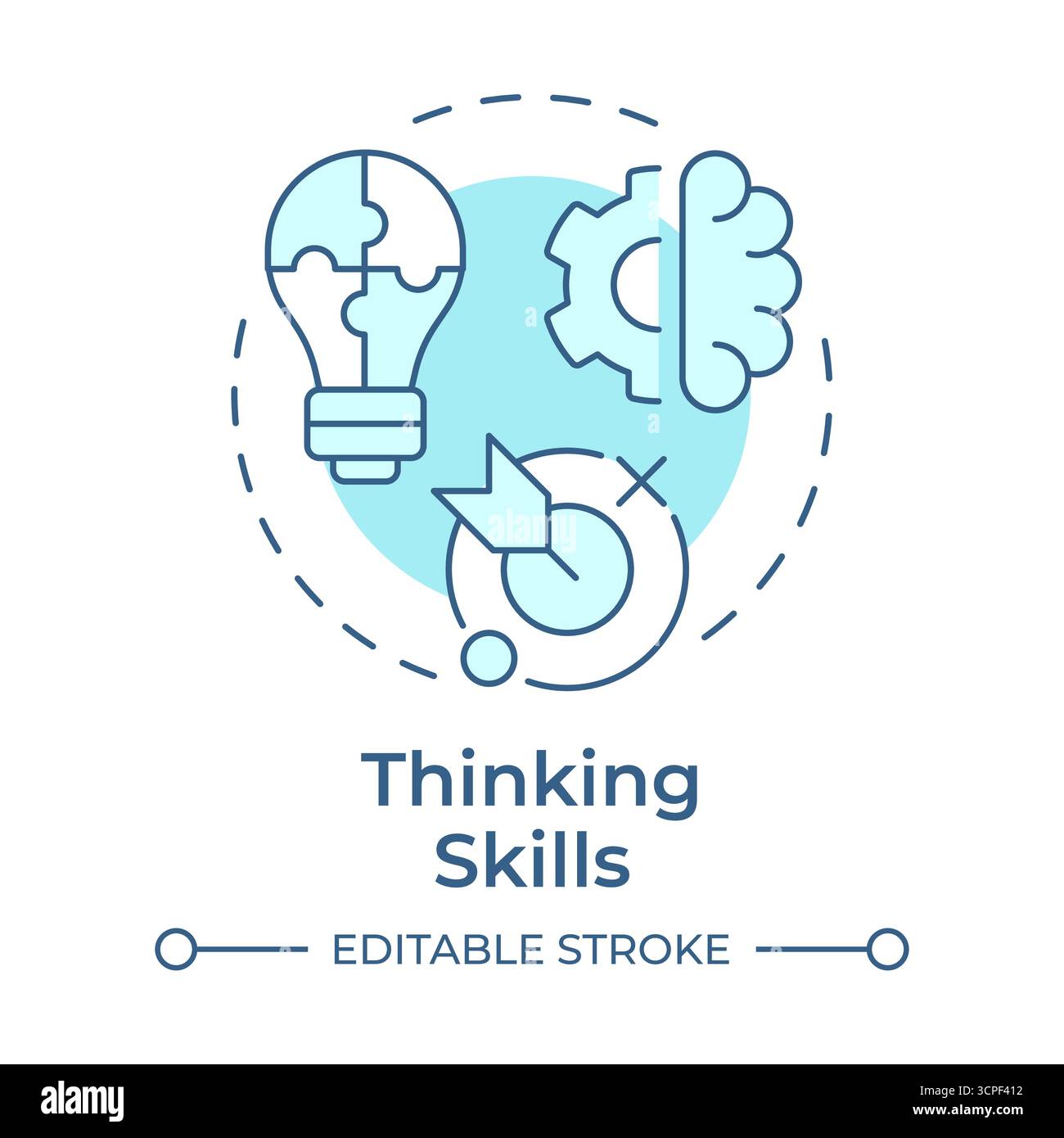 Thinking skills soft blue concept icon Stock Vector