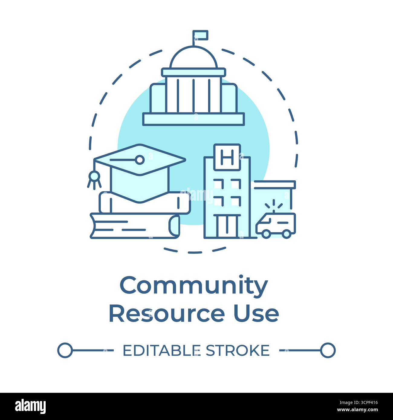 Community resource use soft blue concept icon Stock Vector