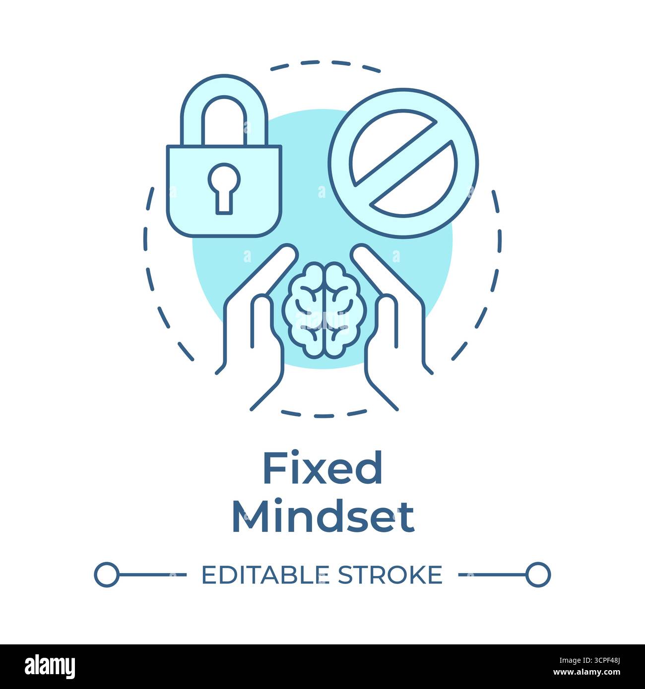 Fixed mindset soft blue concept icon Stock Vector