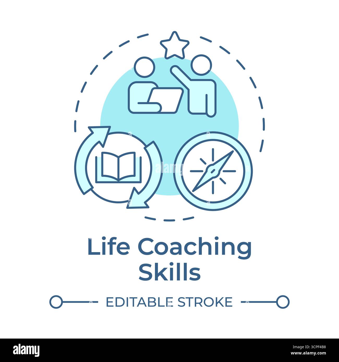 Life coaching skills soft blue concept icon Stock Vector