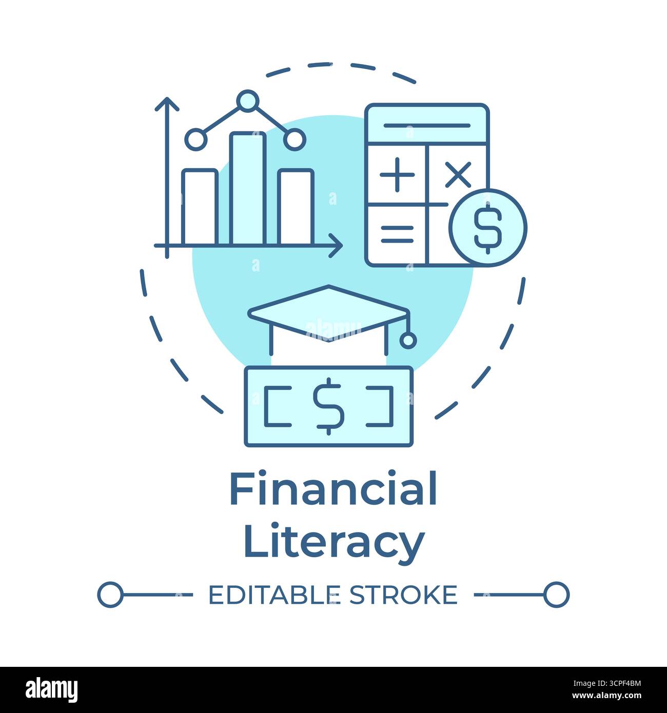 Financial literacy soft blue concept icon Stock Vector
