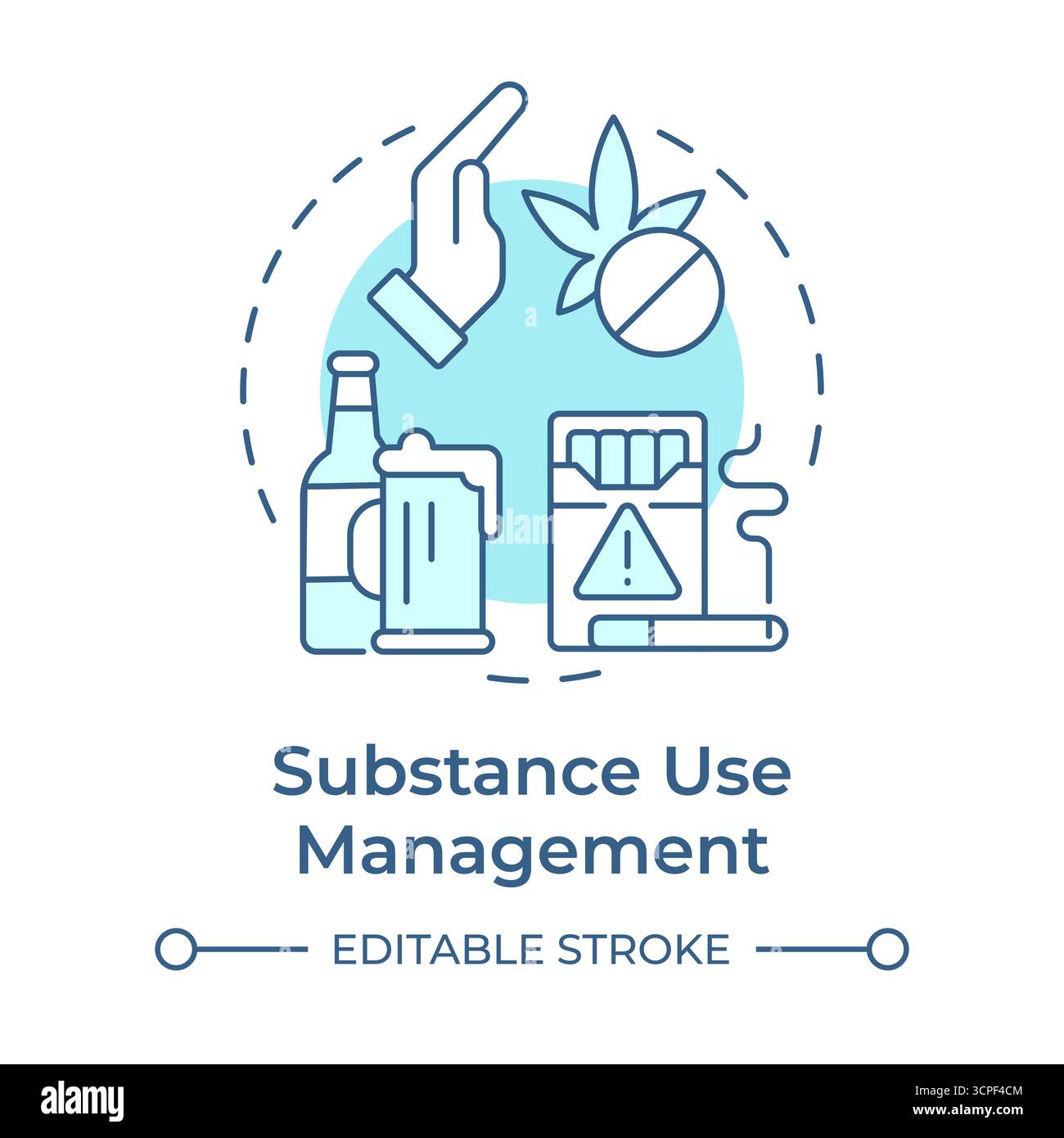 Substance use management soft blue concept icon Stock Vector