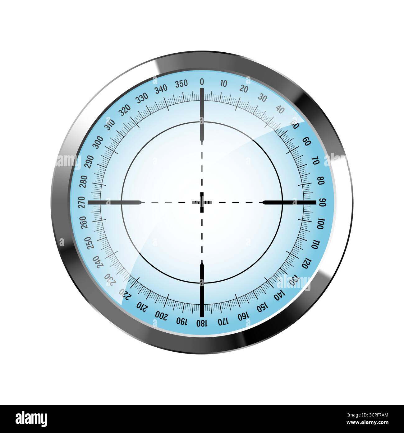 Chrome weapon sight, sniper rifle optical scope. Hunting gun viewfinder ...