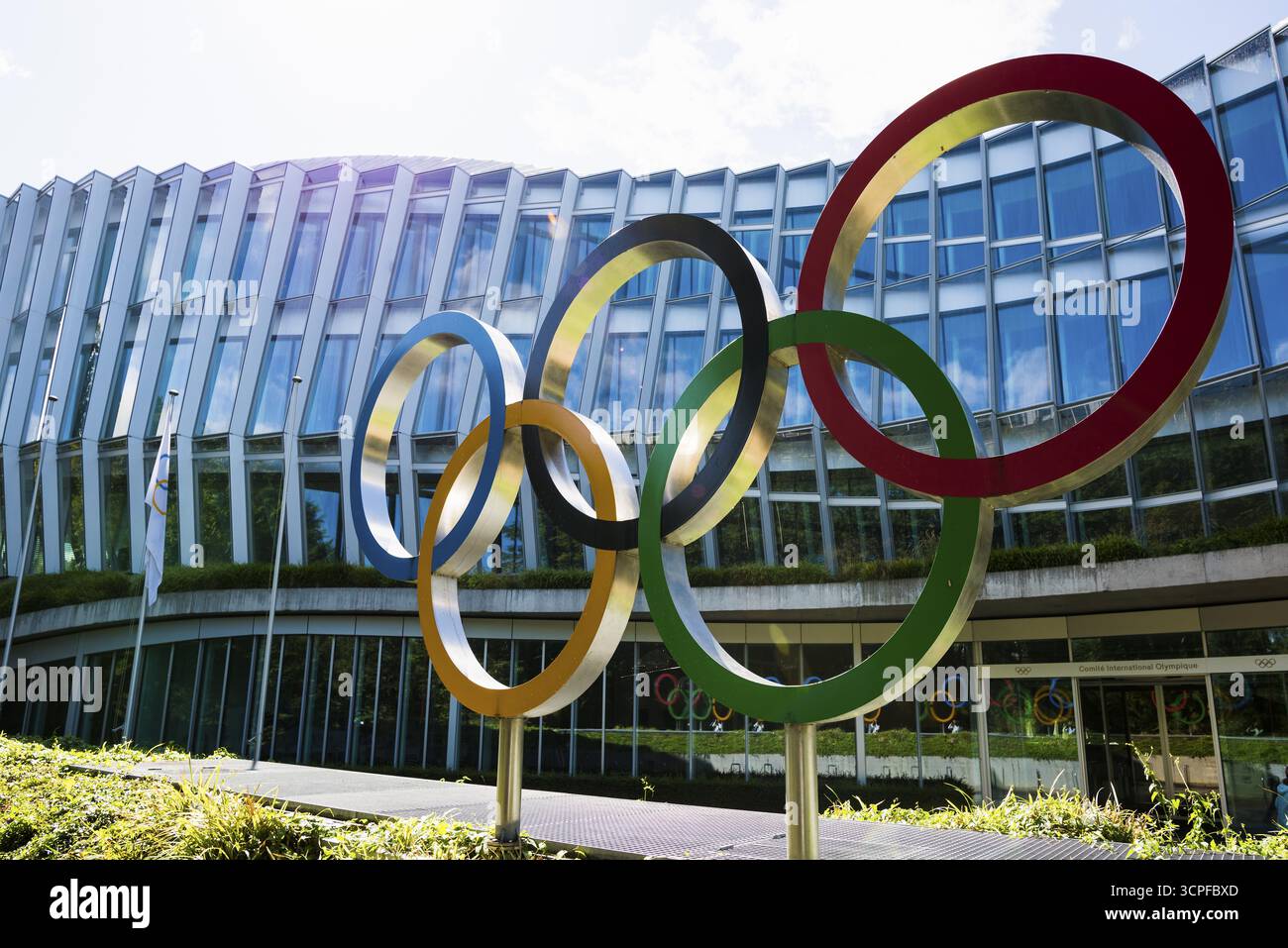 Ioc Rings Olympic rings, headquarters of the International Olympic Committee, IOC ...