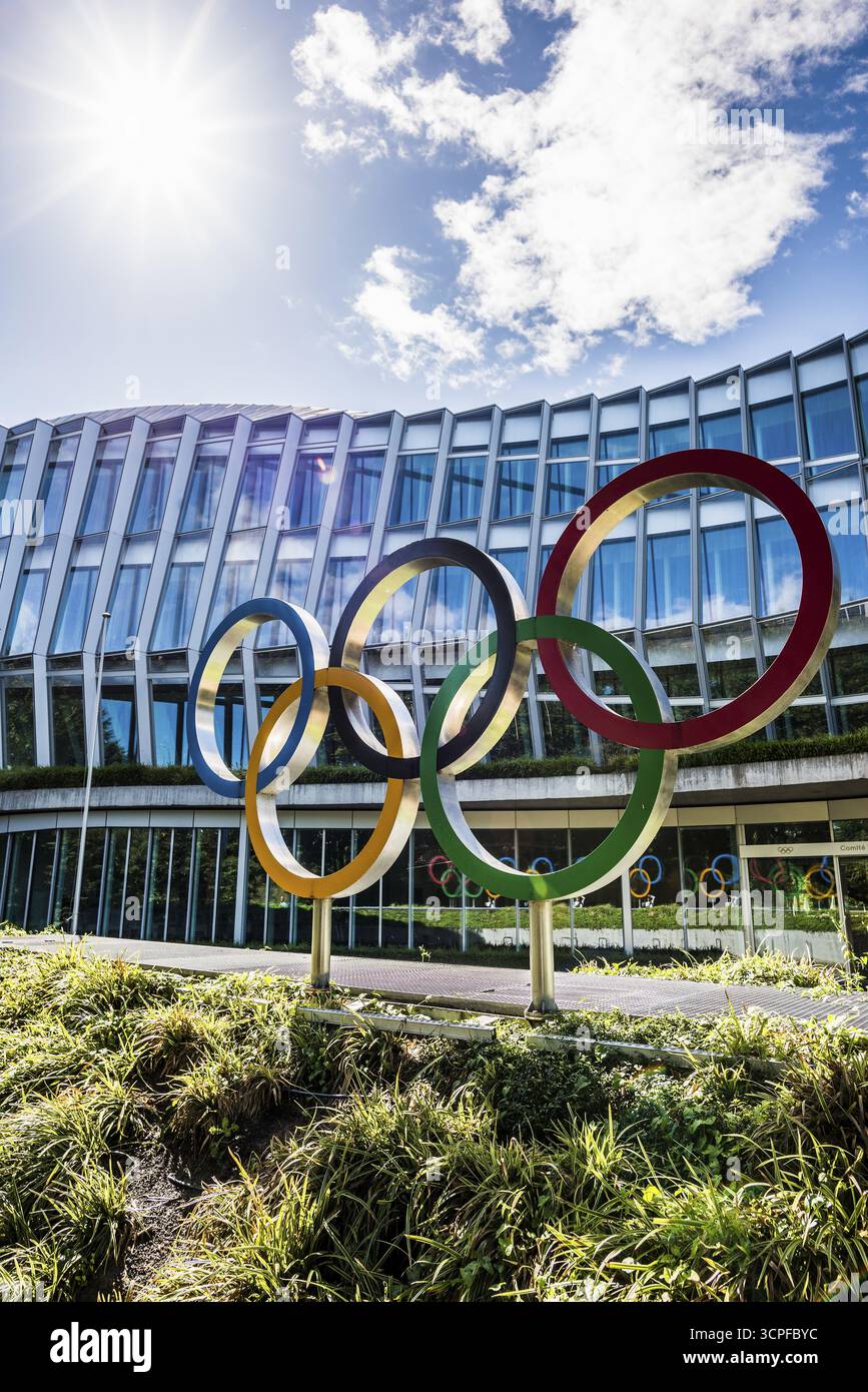 Ioc Rings Olympic rings, headquarters of the International Olympic Committee, IOC ...