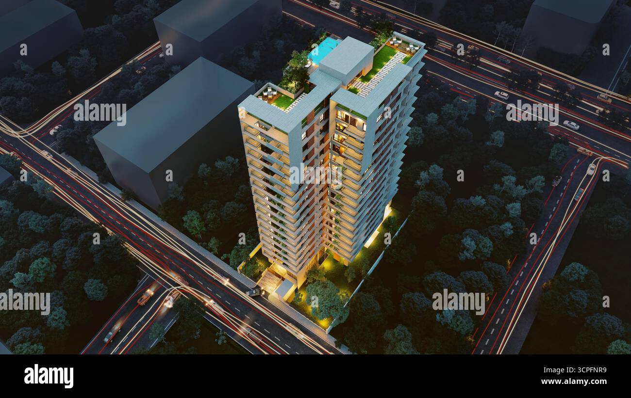 Shot luxury apartment building rooftop hi-res stock photography and ... - Luxury High-Rise Apartment Construction