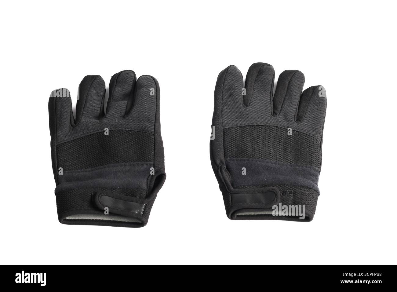black motorcycle gloves isolated on white background Stock Photo