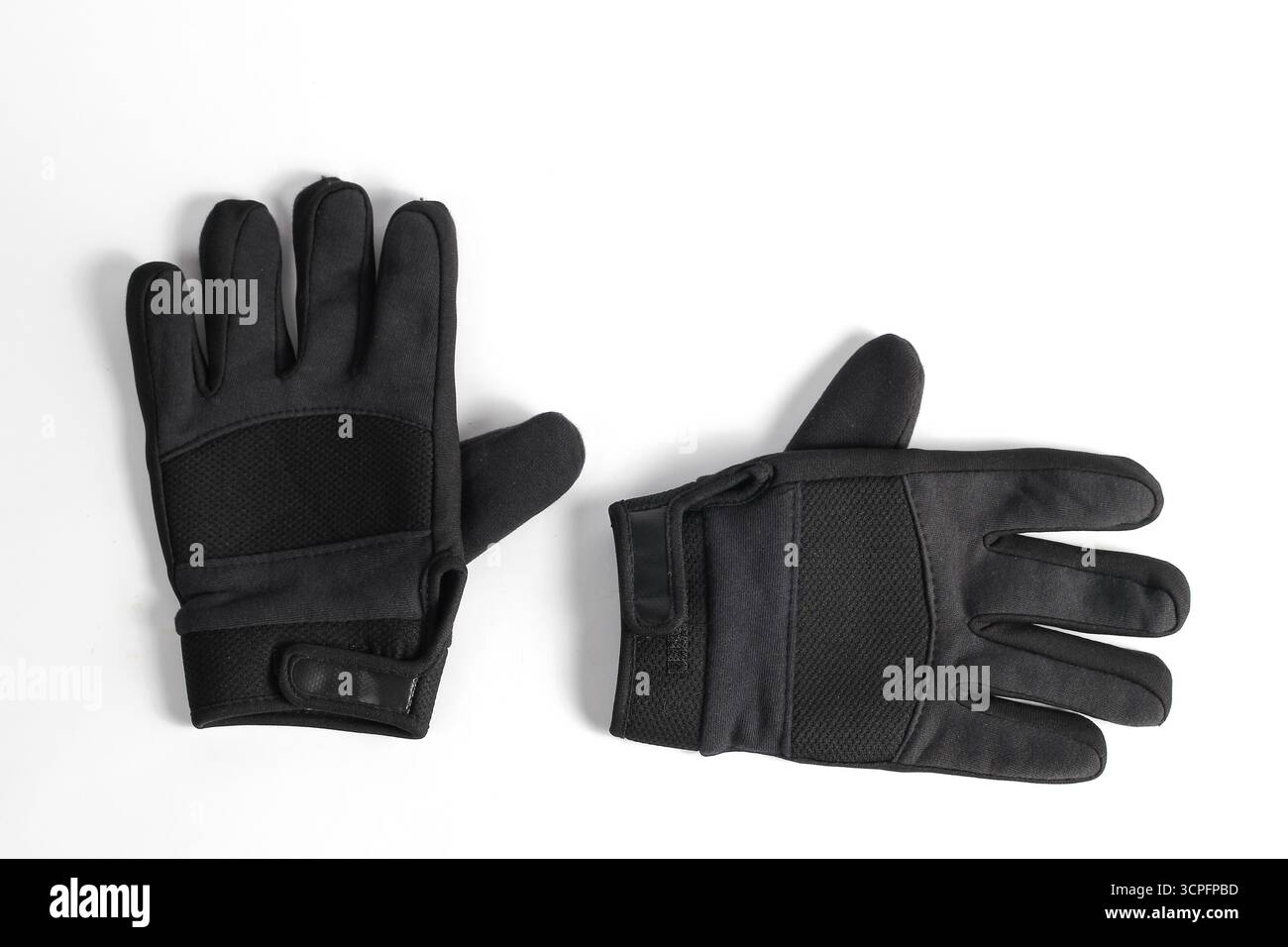 black motorcycle gloves isolated on white background Stock Photo