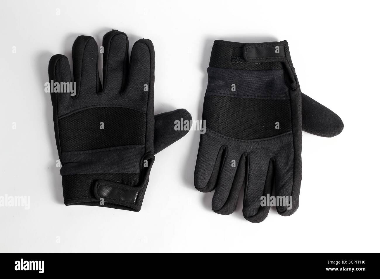 black motorcycle gloves isolated on white background Stock Photo