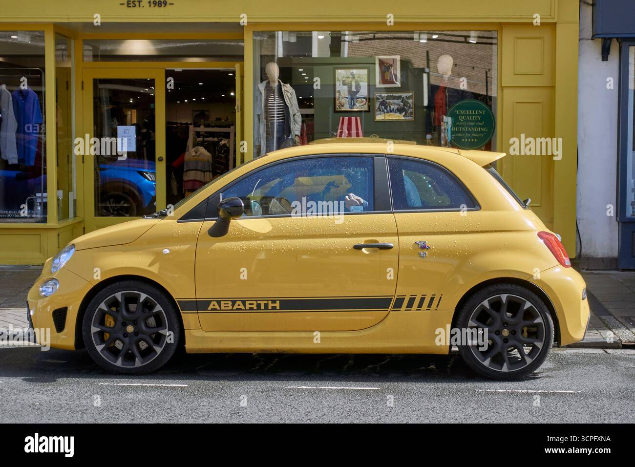 Fiat 500 Abarth, yellow, Italian, sports car Stock Photo - Alamy