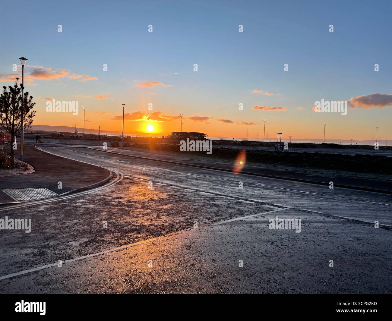 Sunrise near the seafront in Porthcawl, Wales - Smartphone Captured Stock Image