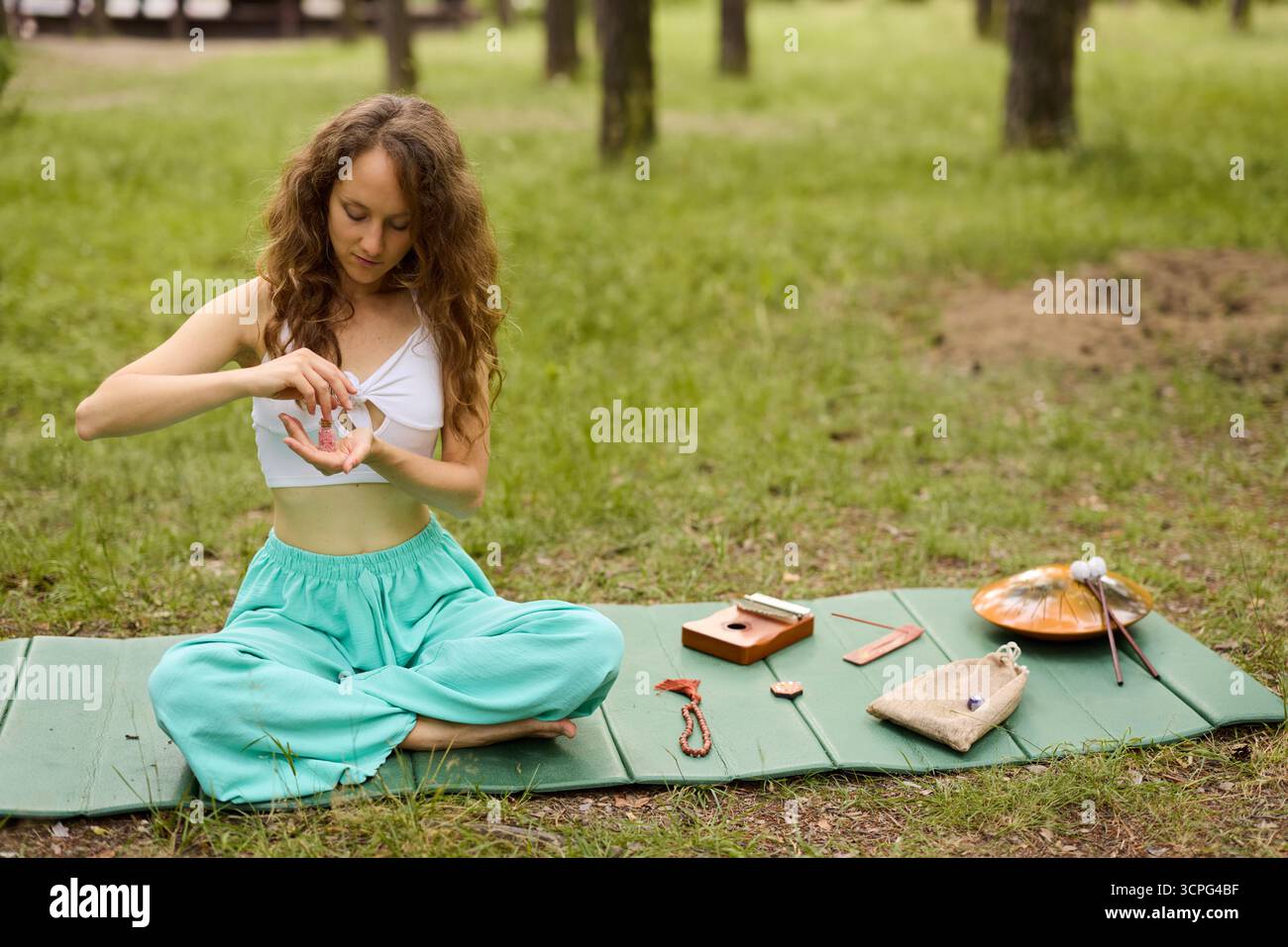 Woman practicing forest therapy hi-res stock photography and images - Alamy