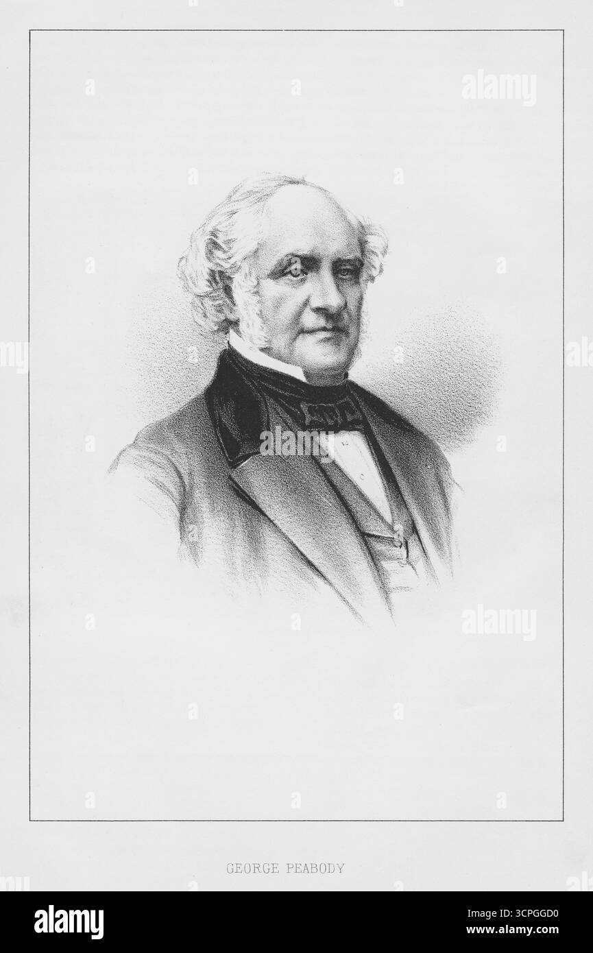 An engraving of George Peabody (1795-1869) Stock Photo