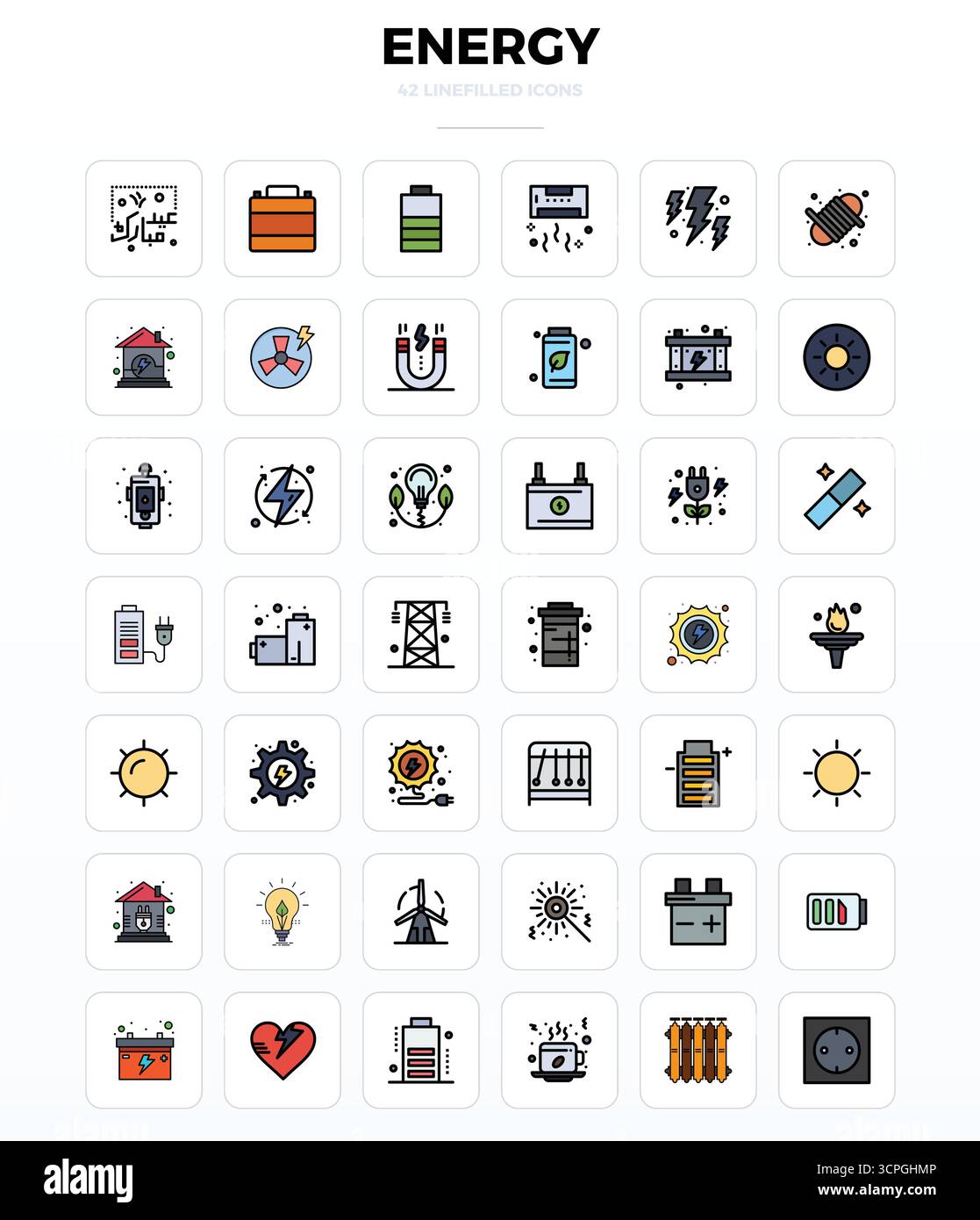 Future-ready pack of 42 vector icons themed around Energy, showcasing ...