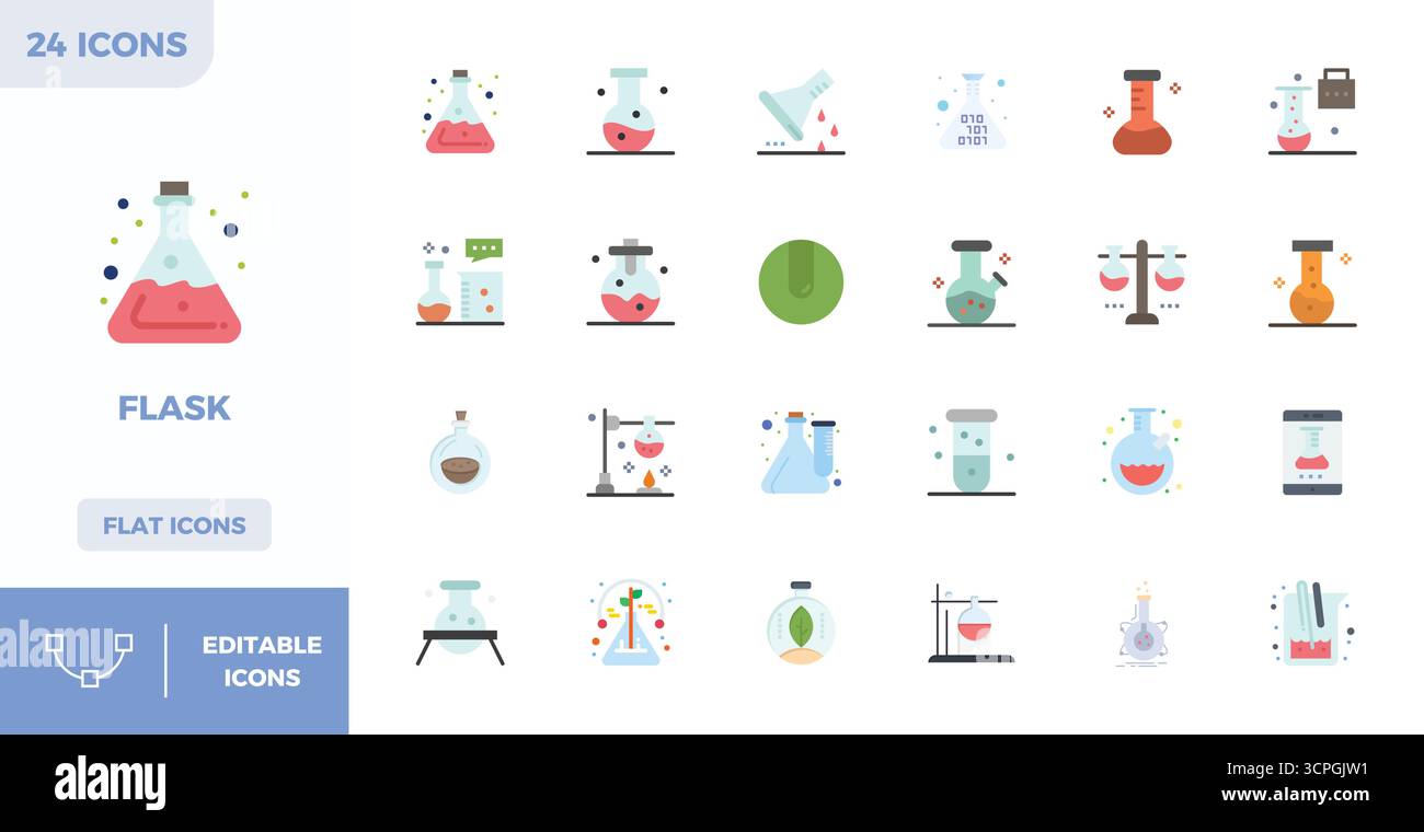 Perfectly balanced 24 Flat Color PIXEL perfect vector icons for Flask ...