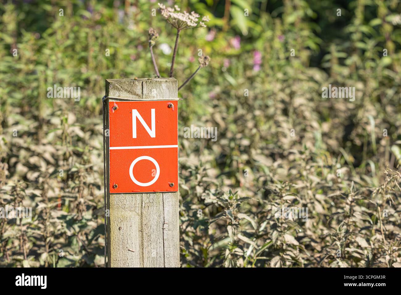 sign on a post with the word "NO" Stock Photo