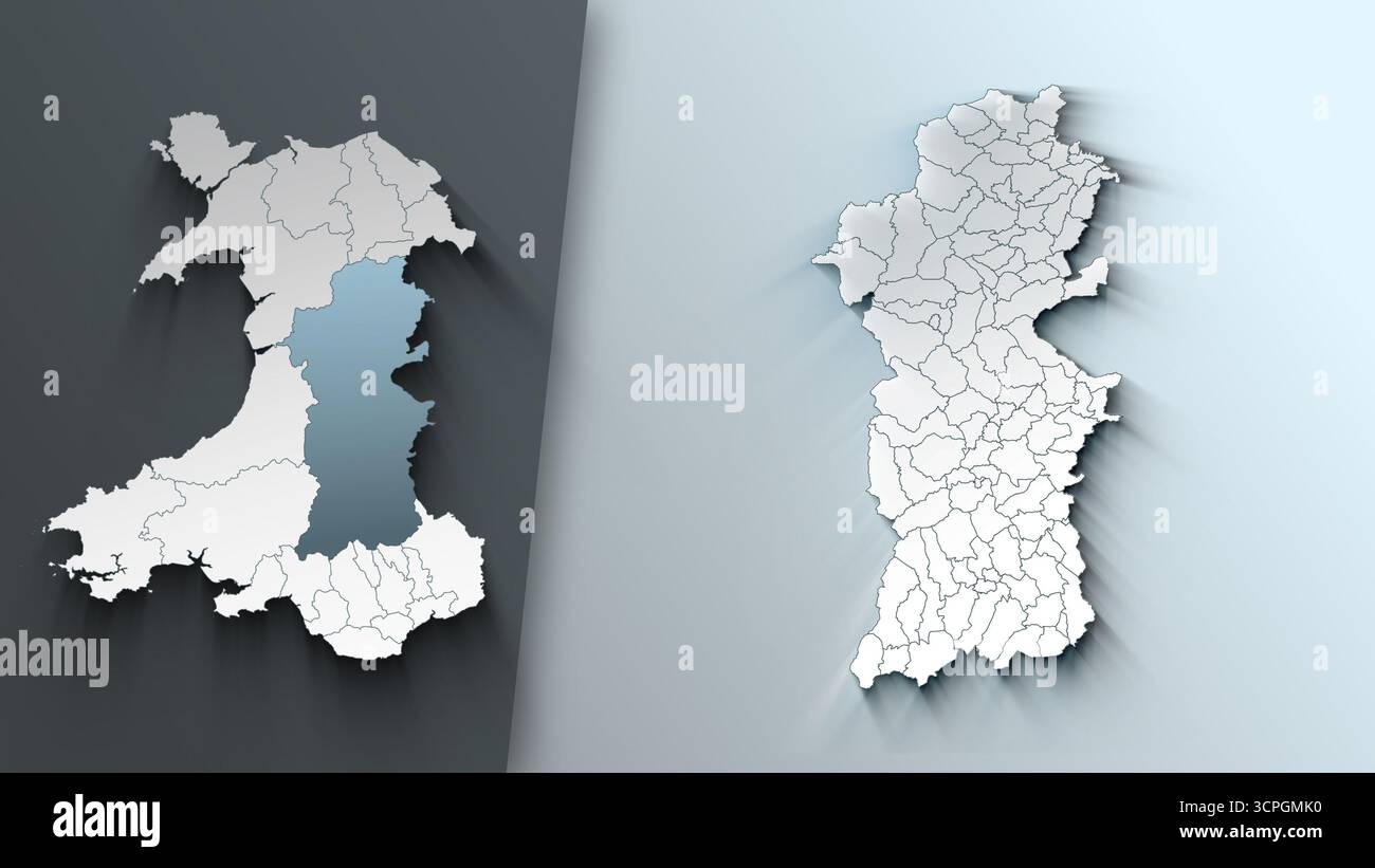 Powys outline map hi-res stock photography and images - Alamy