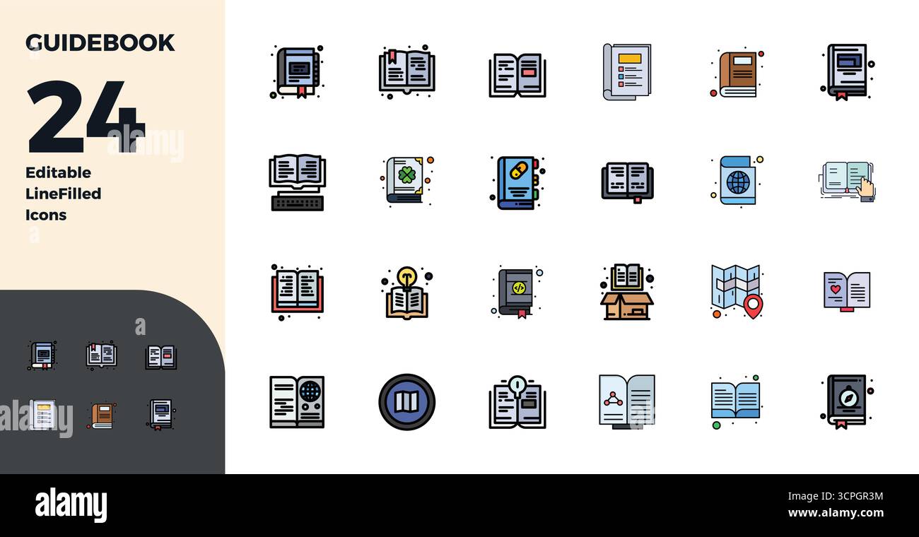 Handcrafted collection featuring 24 Duotone vector icons for Guidebook ...