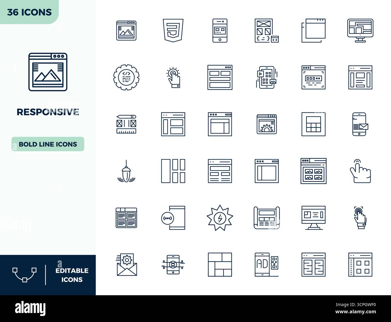 Distinctive pack of 36 PIXEL perfect vector icons inspired by ...