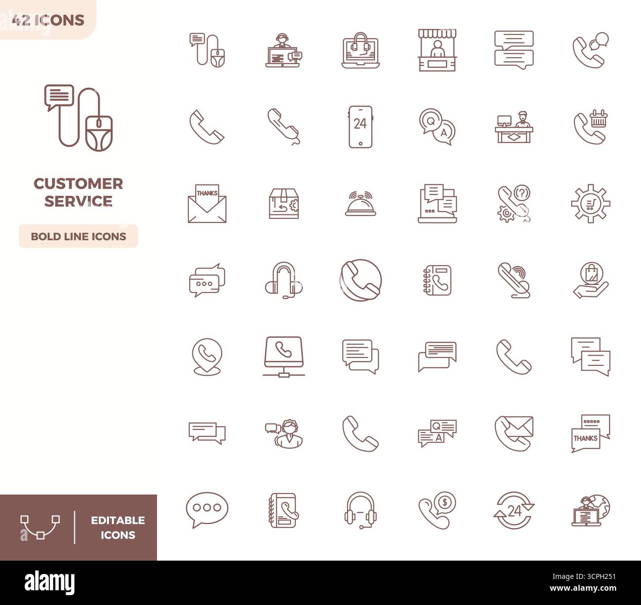Artfully designed 42 Heavy Line PIXEL perfect vector icons for Customer ...