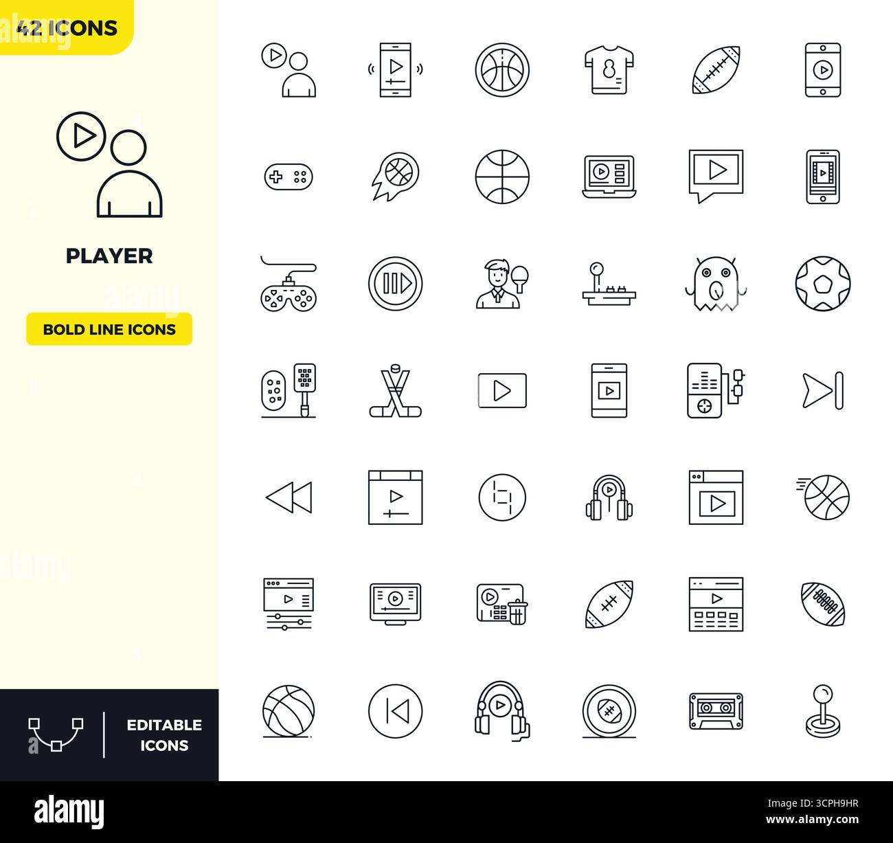 Advanced collection of 42 PIXEL perfect vector icons inspired by Player ...