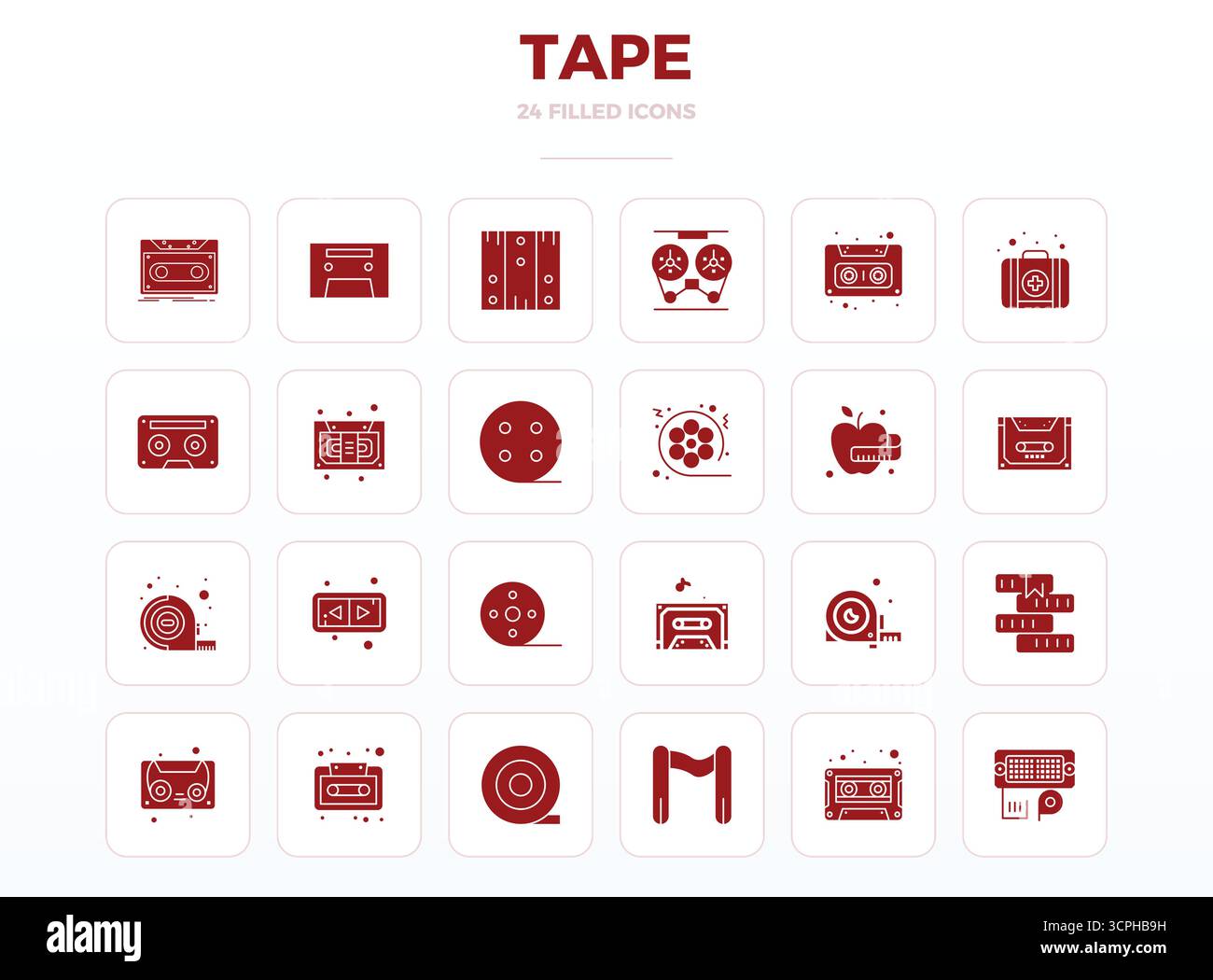 Meticulously crafted 24 SolidFill vector icons for Tape, delivered in ...
