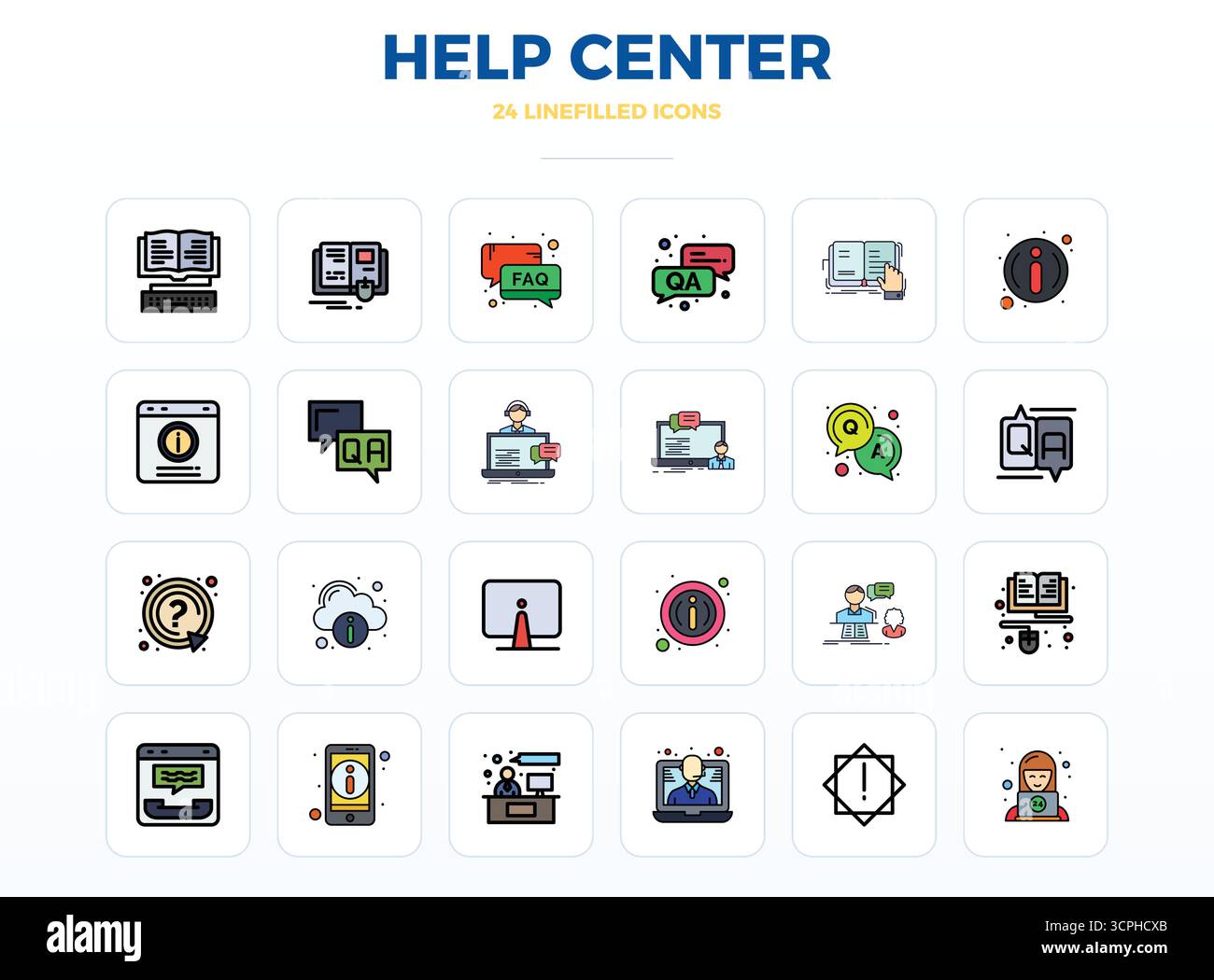 Innovative pack of 24 vector icons themed around Help Center ...