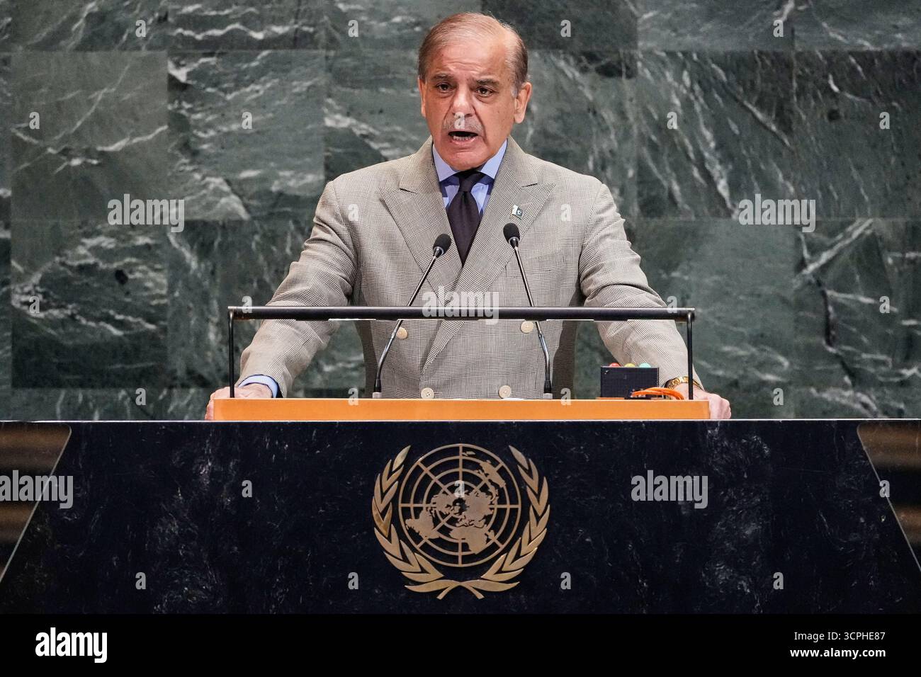 Image result for Pakistan Prim Minister Muhammad Shehbaz Sharif addresses the 80th ...
