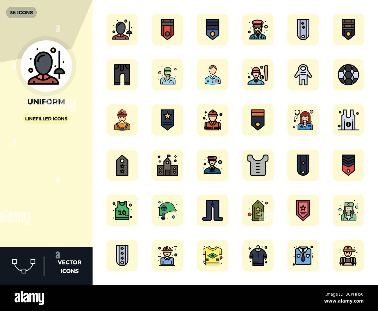 High-performance collection of 36 LineFilled vector icons for Uniform ...