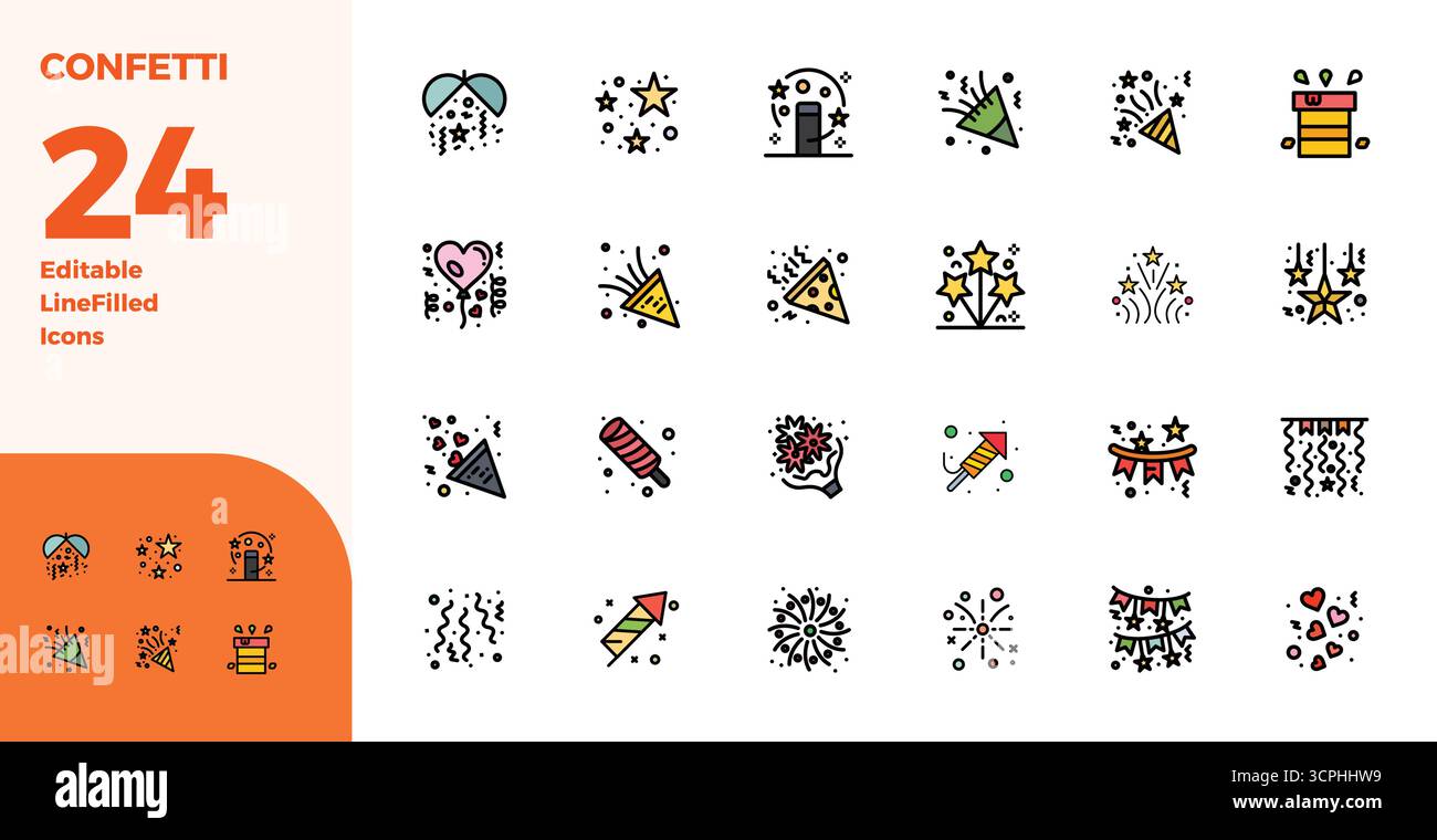 Meticulously crafted 24 Duotone vector icons for Confetti, delivered in ...
