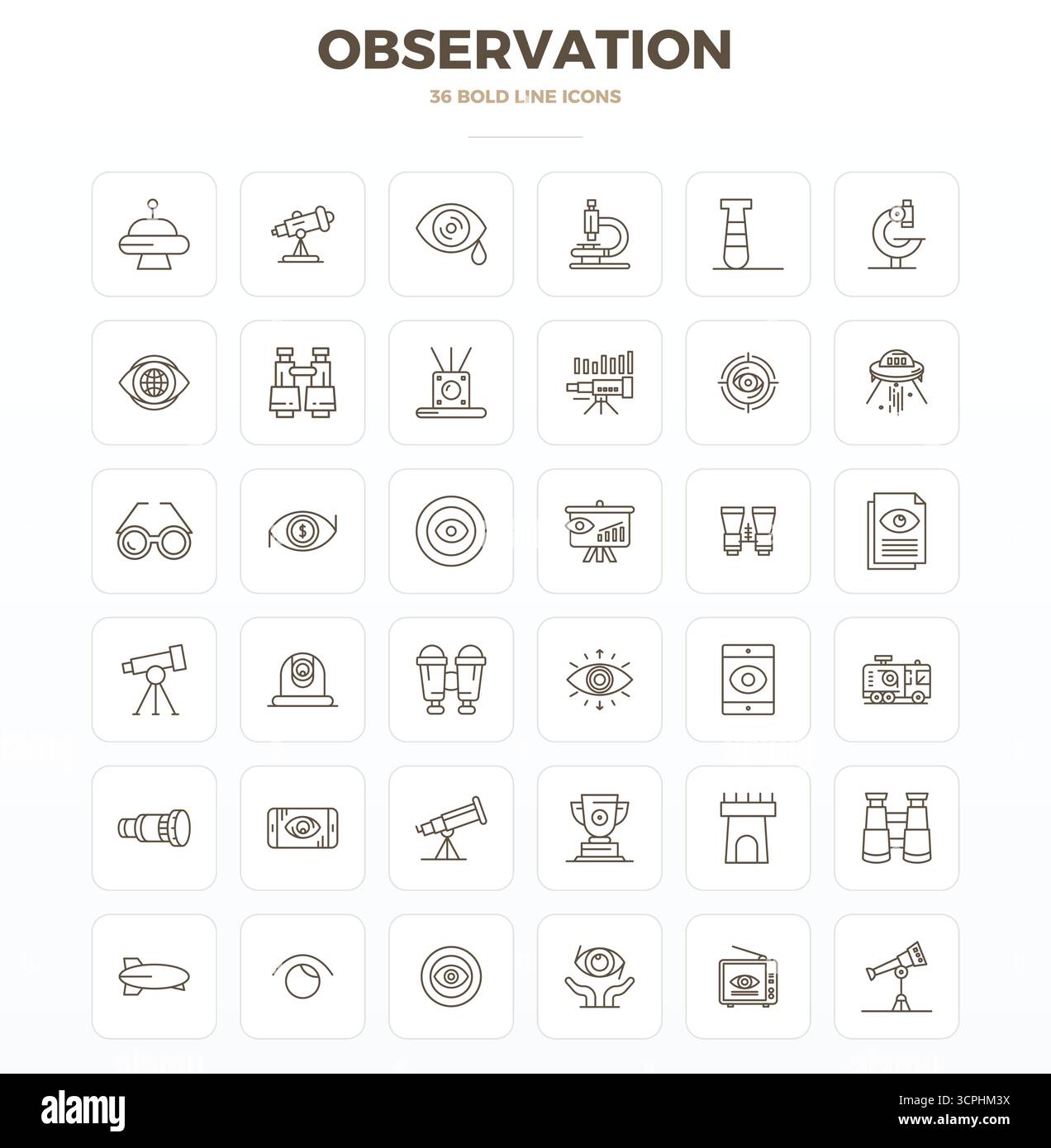 Premium collection of 36 Strong Outline vector icons for Observation ...