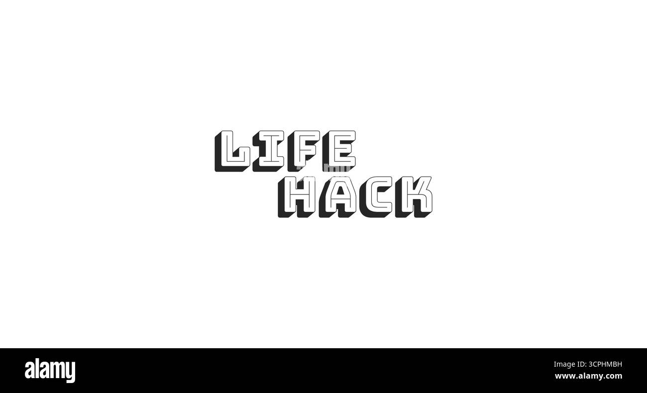 Life hack bold line popular internet slang word Stock Vector