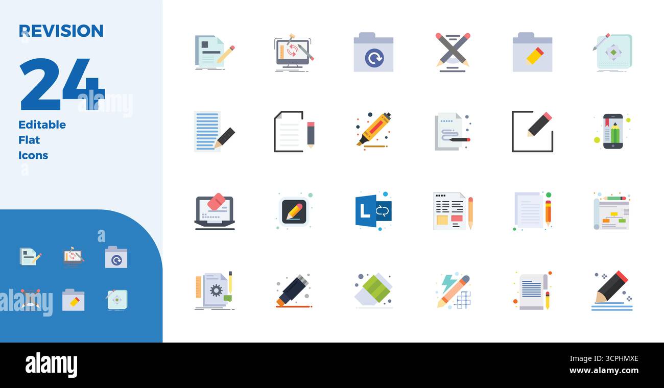 Comprehensive toolkit of 24 vector icons themed around Revision ...
